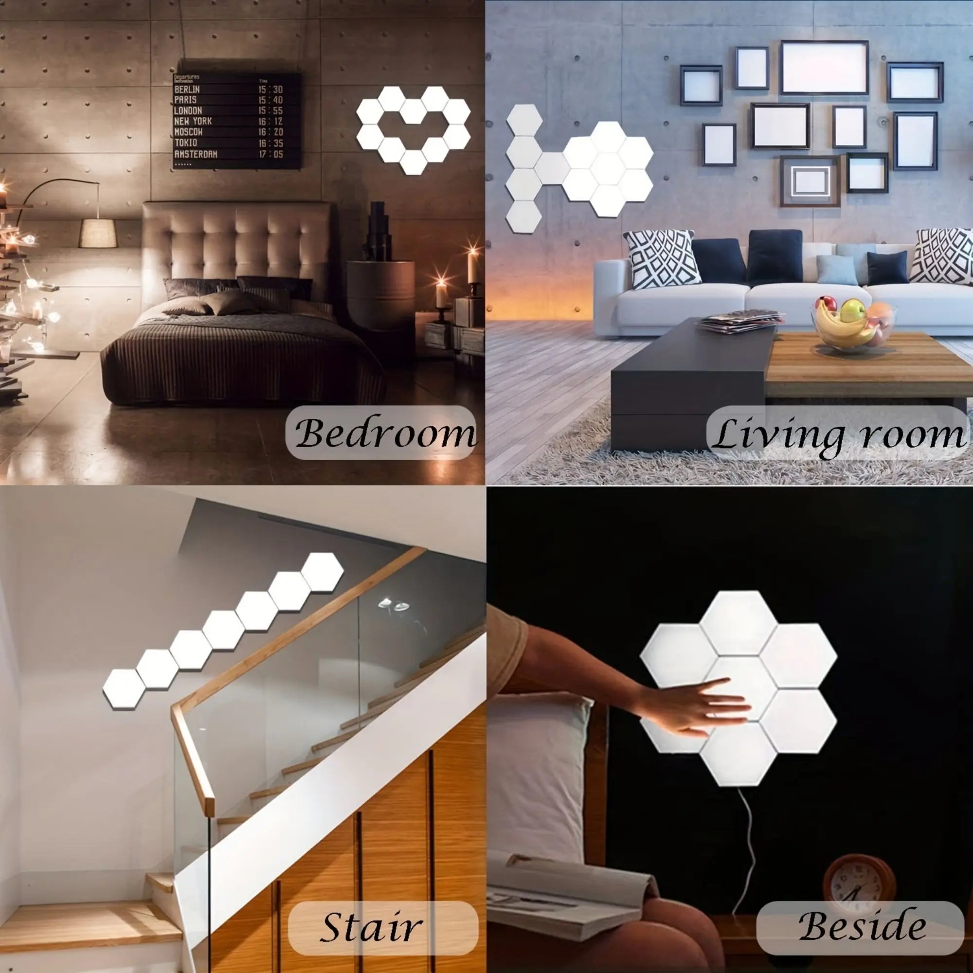 6-Pack Touch Control Hexagonal LED Wall Lights