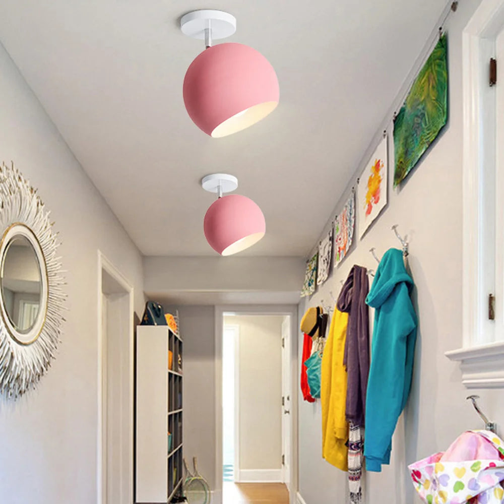 Semi-Flush Mount Ceiling Light - Modern Industrial Metal Ceiling Lamp for Porch Hallway Bathroom, Nordic Home Decor