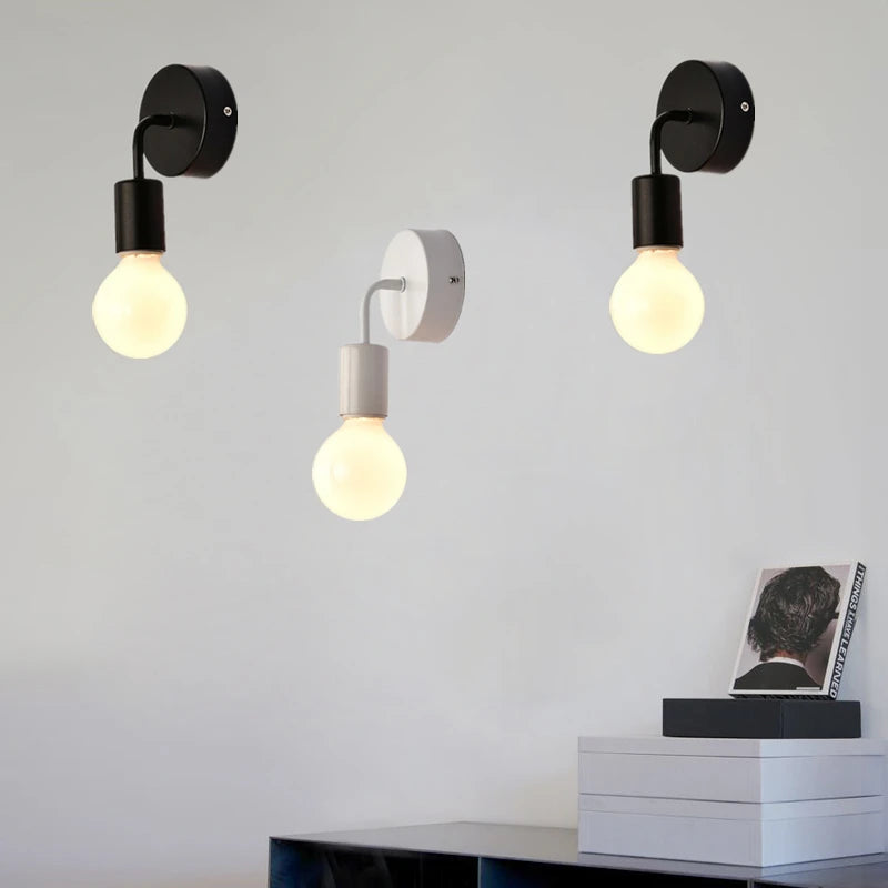 Nordic Modern Wall Lamp - Iron Black E27 Indoor Lighting, Industrial Decor Sconce
