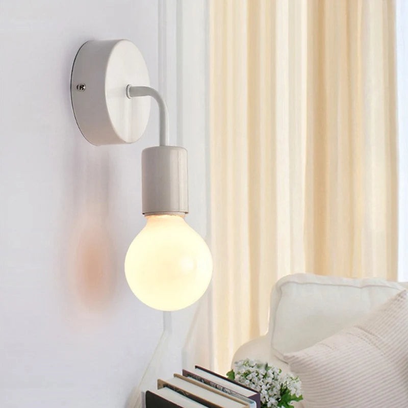 Nordic Modern Wall Lamp - Iron Black E27 Indoor Lighting, Industrial Decor Sconce