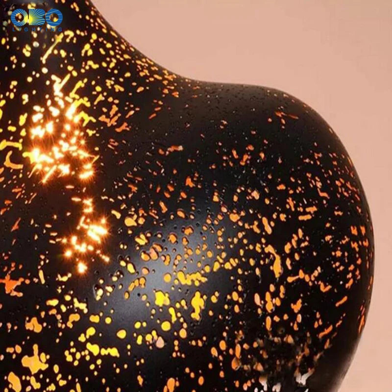 Vintage Pendant Lamp - Black Iron Etching Lampshade, Indoor Lighting for Bar/Teahouse/Restaurant, American Creative E27 Pendant Lights