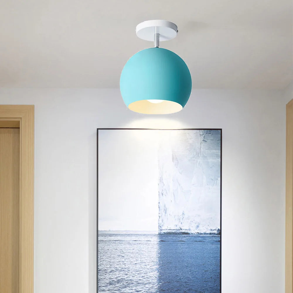 Semi-Flush Mount Ceiling Light - Modern Industrial Metal Ceiling Lamp for Porch Hallway Bathroom, Nordic Home Decor