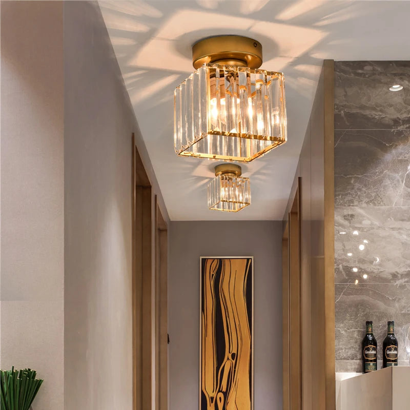 Led Ceiling Lights Crystal Lampshade Balck Gold Plafonnier Living Room Bedroom Modern Round Square Decorative Ceiling Lamp E27