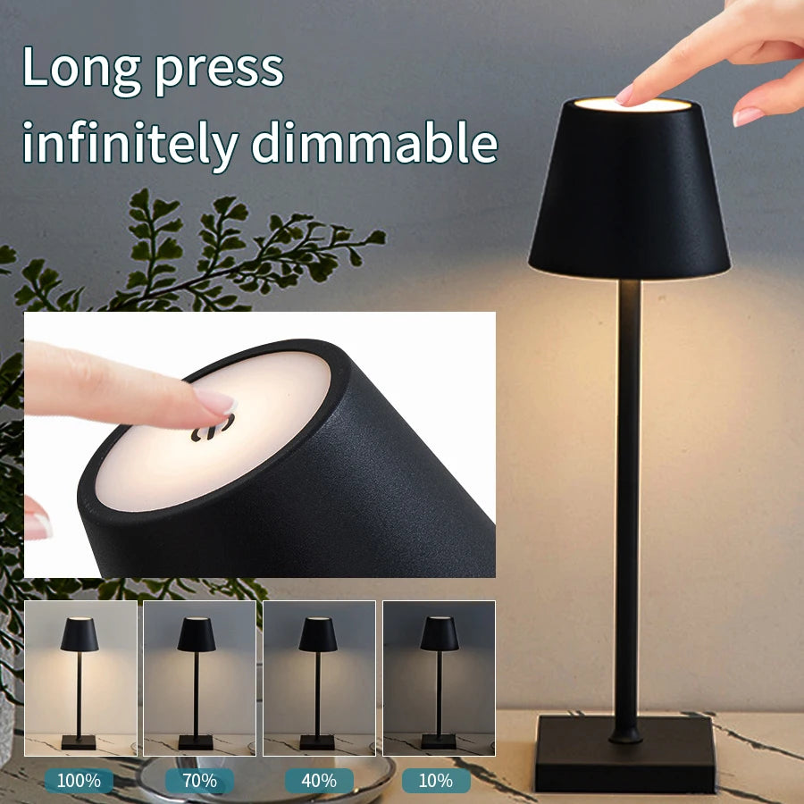 LED Desk Lamp - USB Rechargeable Table Lamp for Bar Restaurant Ambiance, Wireless Touch Lamps