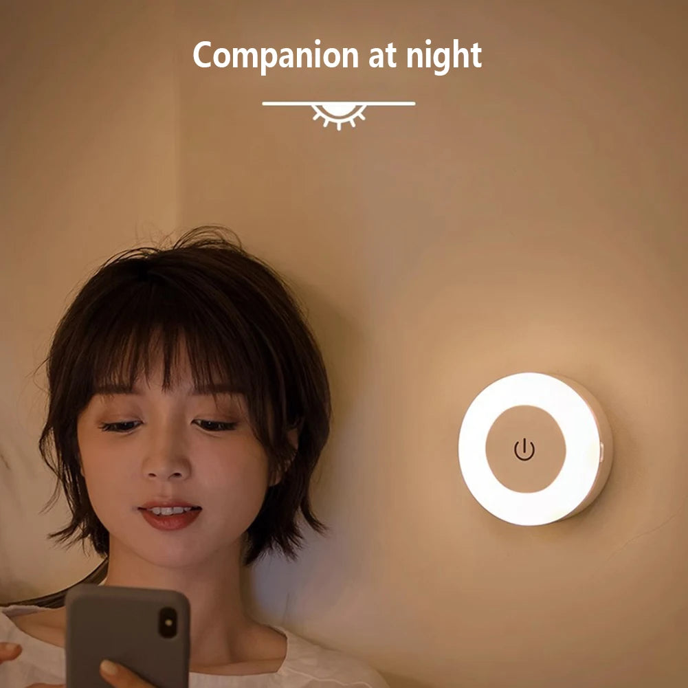 0.6W LED Night Light Wall Lamp - Wireless Rechargeable Touch Light, Magnetic Dimmable Nursery Lamp