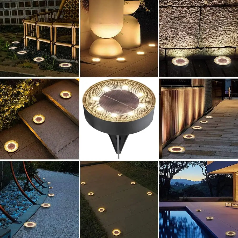 IP68 Waterproof LED Solar Ground Lights - Path, Deck, Yard, and Garden Decoration