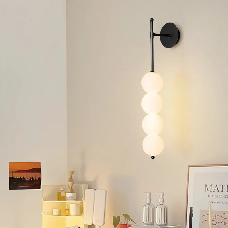 Nordic Wind Gourd Wall Lamp - Minimalist LED Milky White Light, Home Decoration Fixture