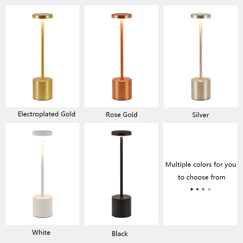 Classic Metal Touch Sensor LED Table Lamp - Rechargeable Desk Lamp, 3 Colors Creative Ambient Light, Bar Room Decor Night Light