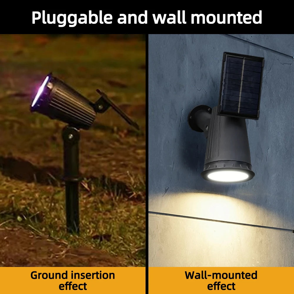 9 LED Solar Spot Lights - RGB, IP65 Waterproof, Brightness Adjustable