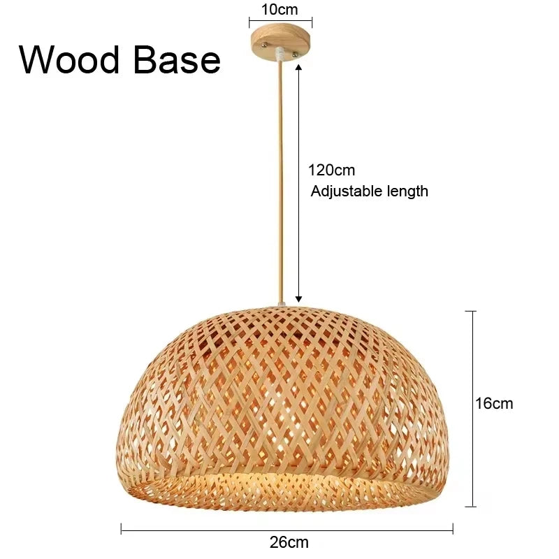 BAMBOO WOOD PENDANT LIGHT /Ceiling Lustre Chandelier /Hanging Lamp /Hand Knitted Braided /Home Living /Bed Room Decor
