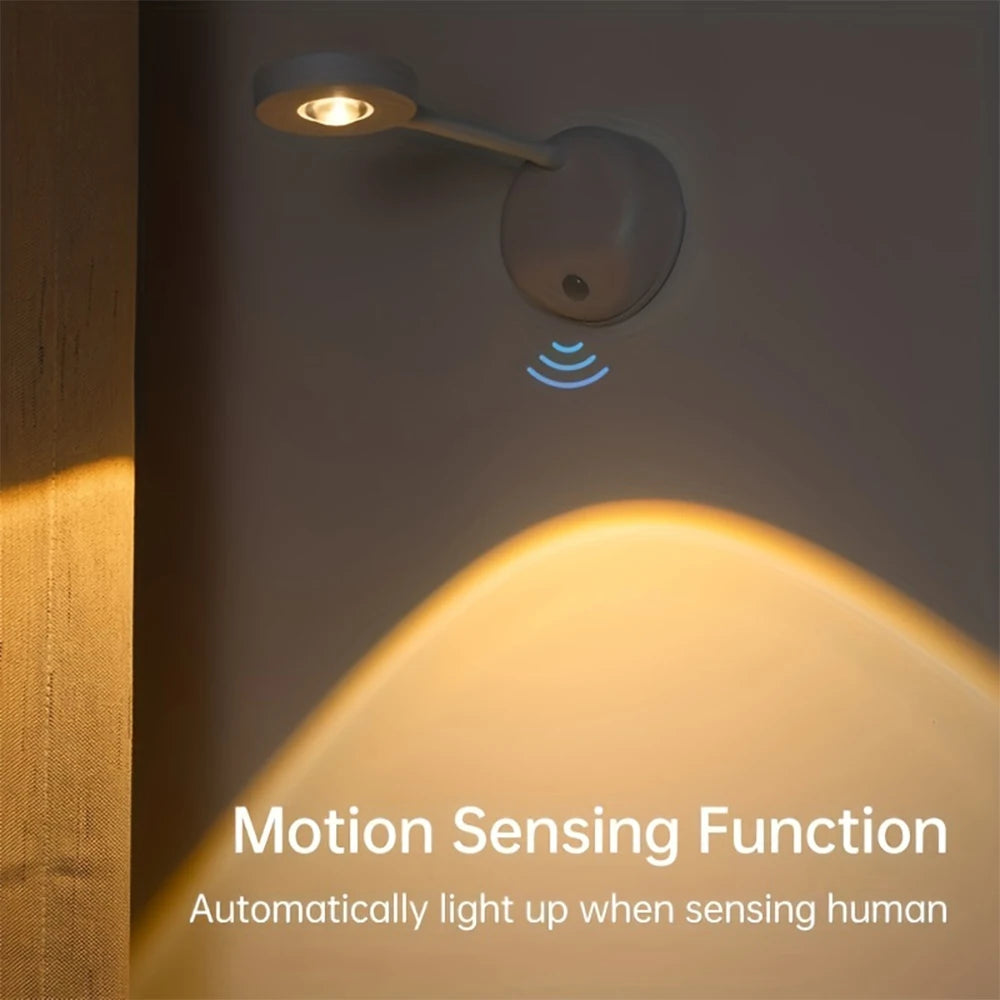 Rechargeable Indoor Wall Light Spotlight - Smart LED with Human Body Sensor