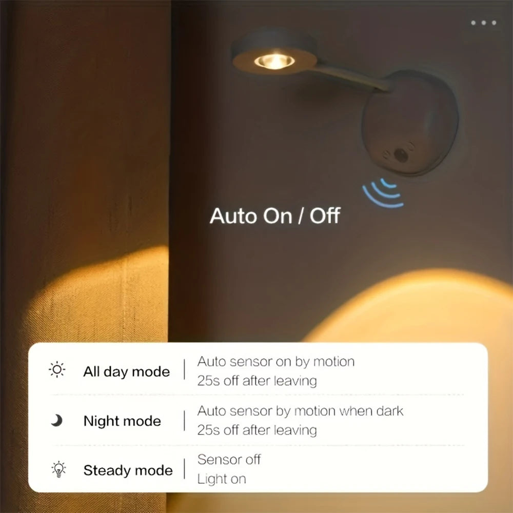 Rechargeable Indoor Wall Light Spotlight - Smart LED with Human Body Sensor