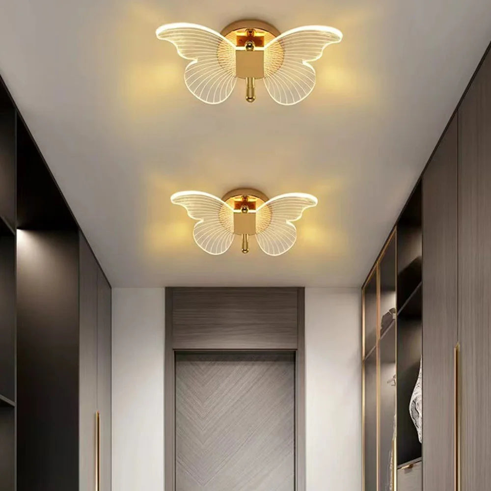 Butterfly LED Wall Lamp - Modern Metal Acrylic, Tricolor Adjustment, Bedside Wall Light Sconces