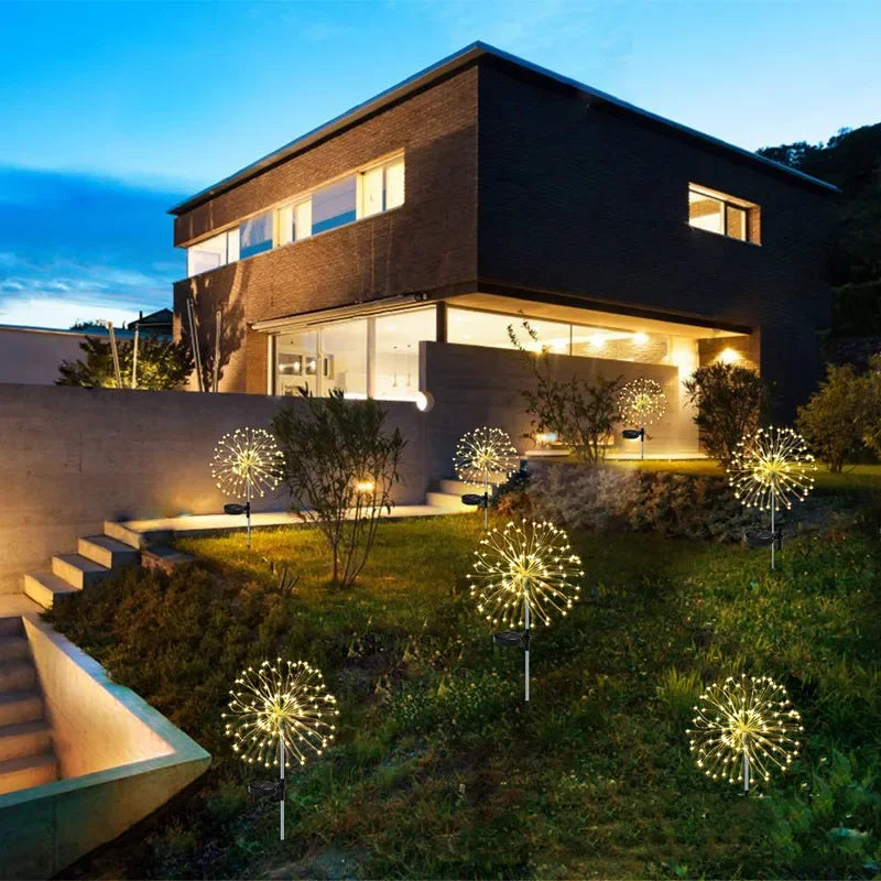 90 LED Solar Power Firework Lights - Outdoor Dandelion Lawn Lamp