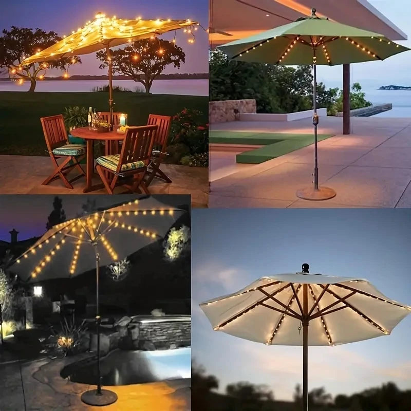 104 LED Solar Umbrella String Light - 8 Modes Waterproof Outdoor Lamp for Garden, Beach, and Patio Decoration