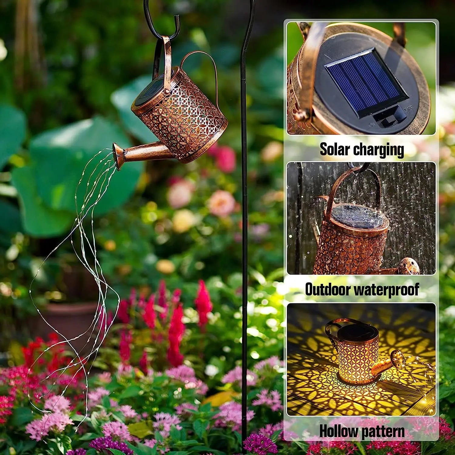 Solar Watering Can Cascading Light - Garden Decorative Solar Waterfall Lights