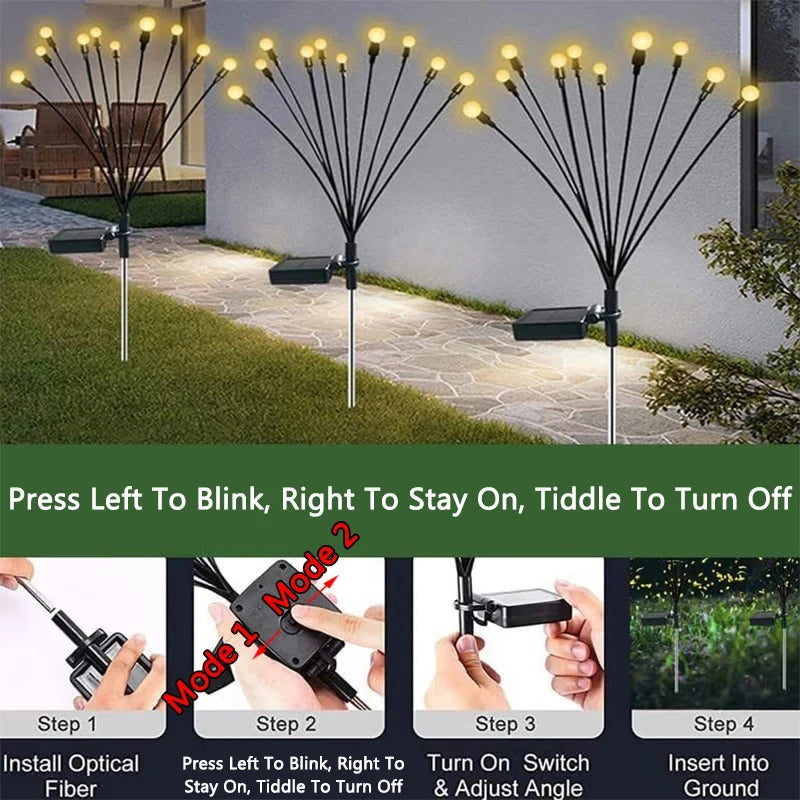 6/8/10 LED Solar Garden Firefly Lights - Outdoor Decoration Landscape Lamps