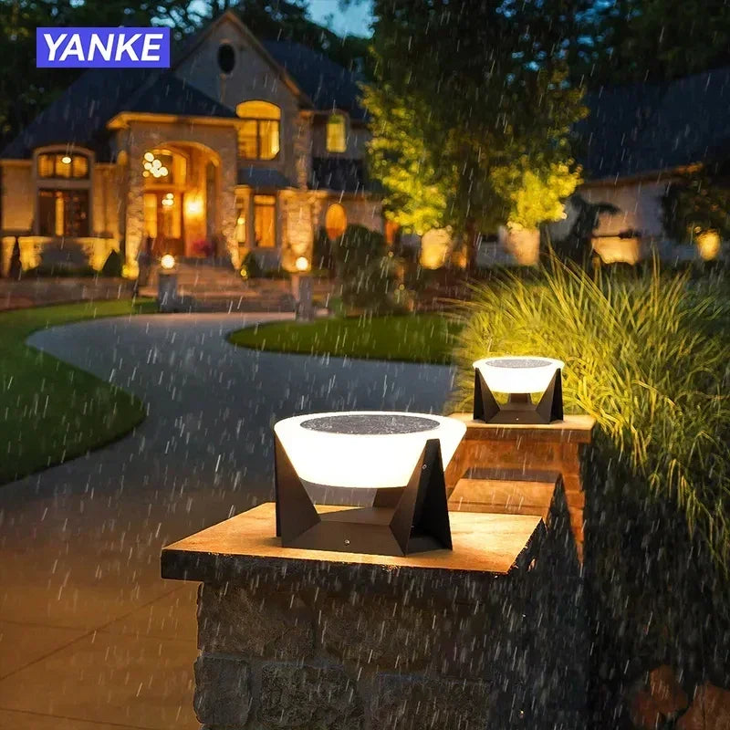 LED Solar Garden Column Lamp - Waterproof Post Light for Fence, Gate, and Patio Decoration