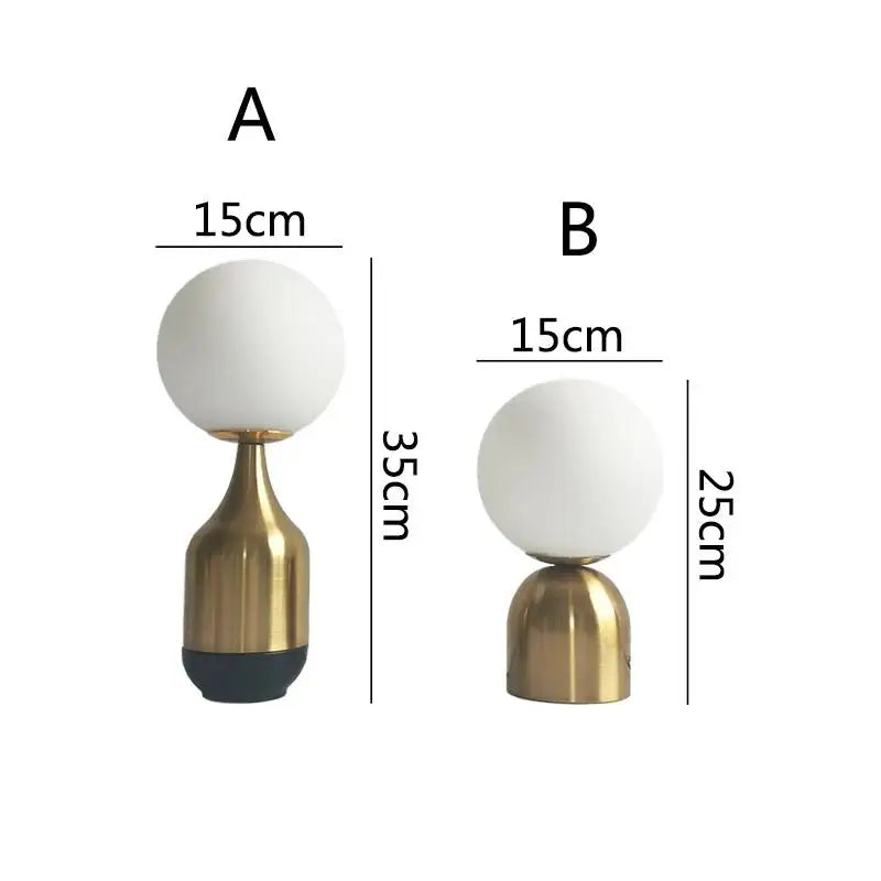 Modern Nordic Glass Ball Brass Table Lamp - Living Room Bedroom Study Bedside LED Eye Protection Lamp