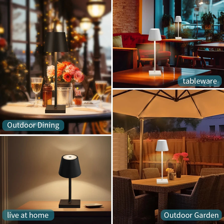 LED Desk Lamp - USB Rechargeable Table Lamp for Bar Restaurant Ambiance, Wireless Touch Lamps