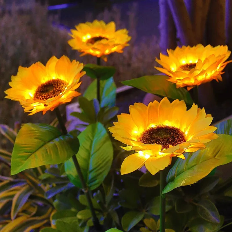 3 Heads LED Solar Sunflower Lights - Garden Yard Landscape Lamp, Home Decoration