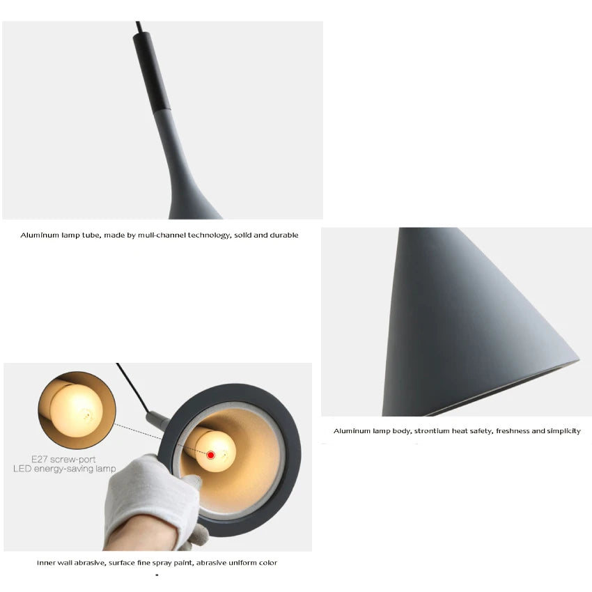 Modern LED Pendant Lights - Black White Kitchen Island Fixtures, Bedroom Dining Room Hanging Lamp, Home Chandeliers