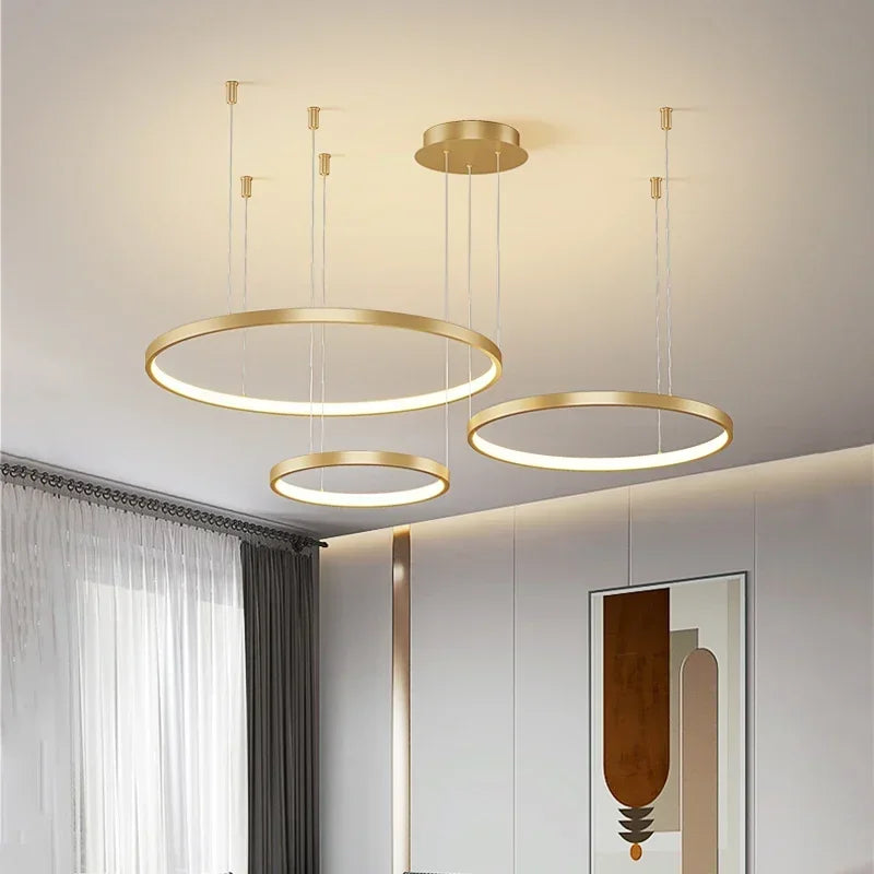 Minimalist Pendant Lights - Modern Acrylic LED Restaurant Chandelier, Living Room Ring Art Creative Personality Net Red Custom Lamp