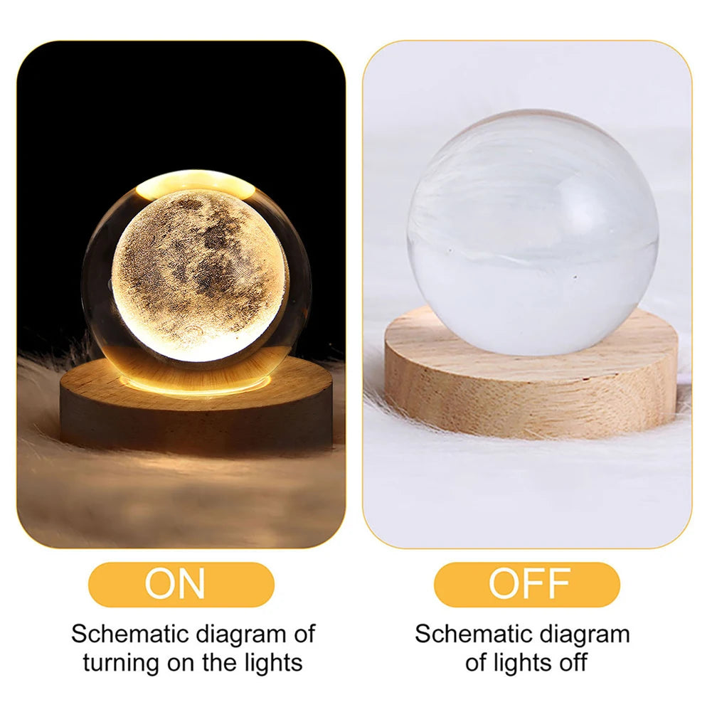 Crystal Ball Night Lights - Glowing Planet Galaxy Astronaut 3D Moon Table Lamp, USB Atmosphere Lamp
