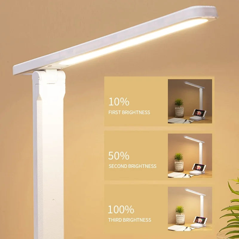 Folding Table Lamp - USB Touch Dimmable LED Desk Lamp for Student Dormitory, Eye Protection Night Light for Bedroom