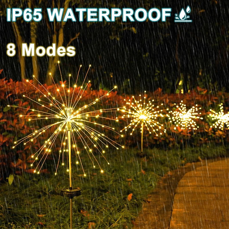 90 LED Solar Power Firework Lights - Outdoor Dandelion Lawn Lamp