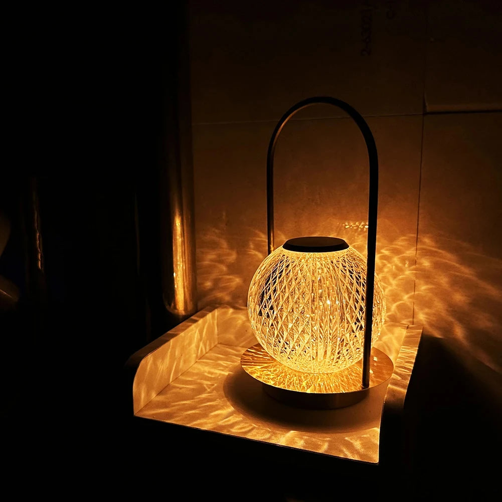 Vintage Crystal Ball Table Lamp - Touch Night Lamp, USB Rechargeable for Bedroom Bedside Decor