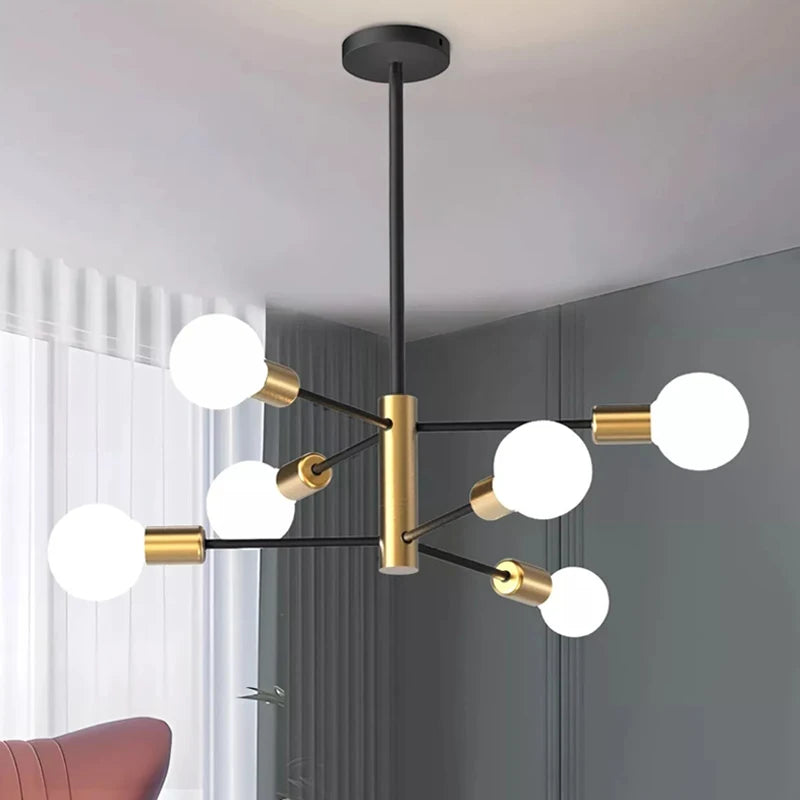 Modern Nordic Sputnik Black Chandeliers LED Lamp - 4/6/8 Light Home Lighting Indoor Fixtures Pendant Ceiling Not Included Bulbs