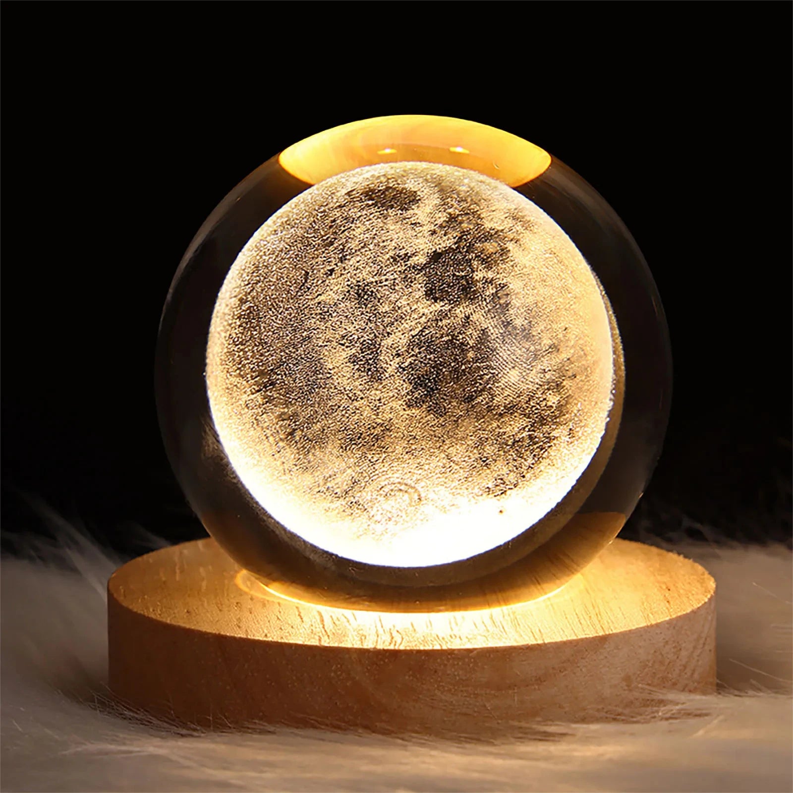 Crystal Ball Night Lights - Glowing Planet Galaxy Astronaut 3D Moon Table Lamp, USB Atmosphere Lamp