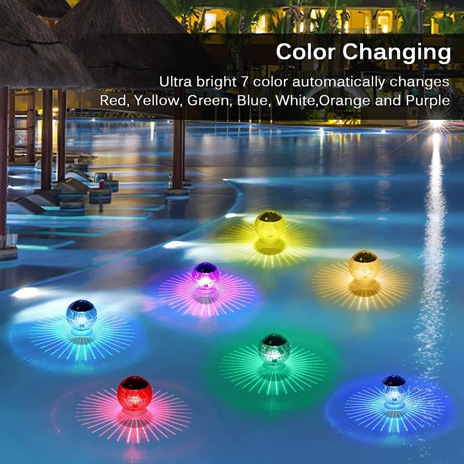 Outdoor Floating Solar Powered Underwater Ball Lamp - Color Changing Pool and Garden Light