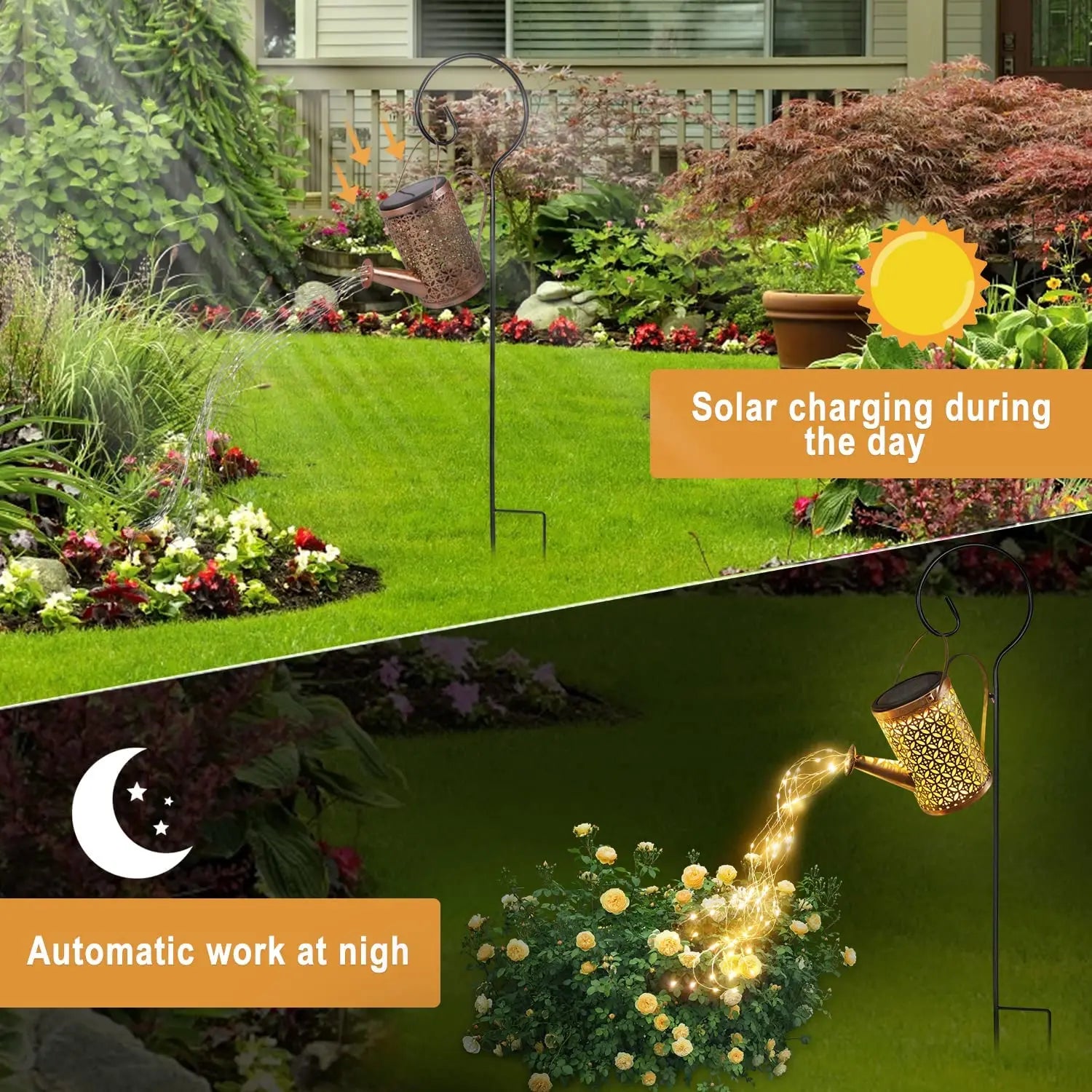 Solar Watering Can Cascading Light - Garden Decorative Solar Waterfall Lights