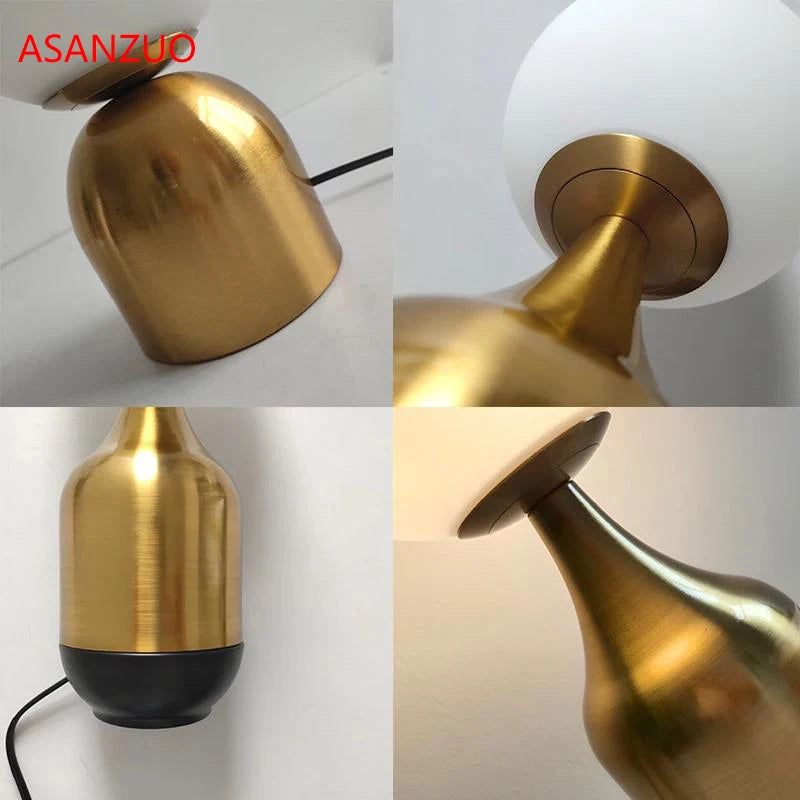 Modern Nordic Glass Ball Brass Table Lamp - Living Room Bedroom Study Bedside LED Eye Protection Lamp