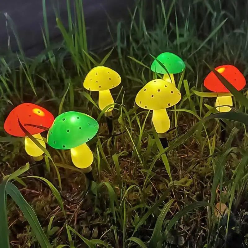 12pcs LED Solar Mushroom Lights - Outdoor Garden Decor, Waterproof Fairy String Lights