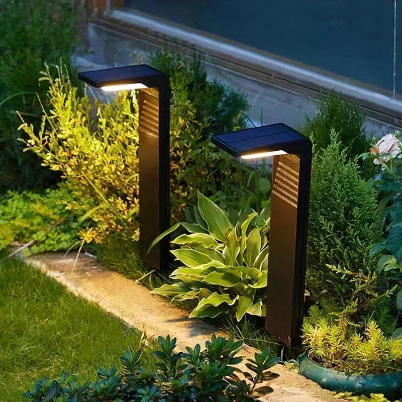 Solar Garden Lights - Waterproof LED Pathway Landscape Bollard Solar Lawn Lights for Yard Walkway (2200mAh)