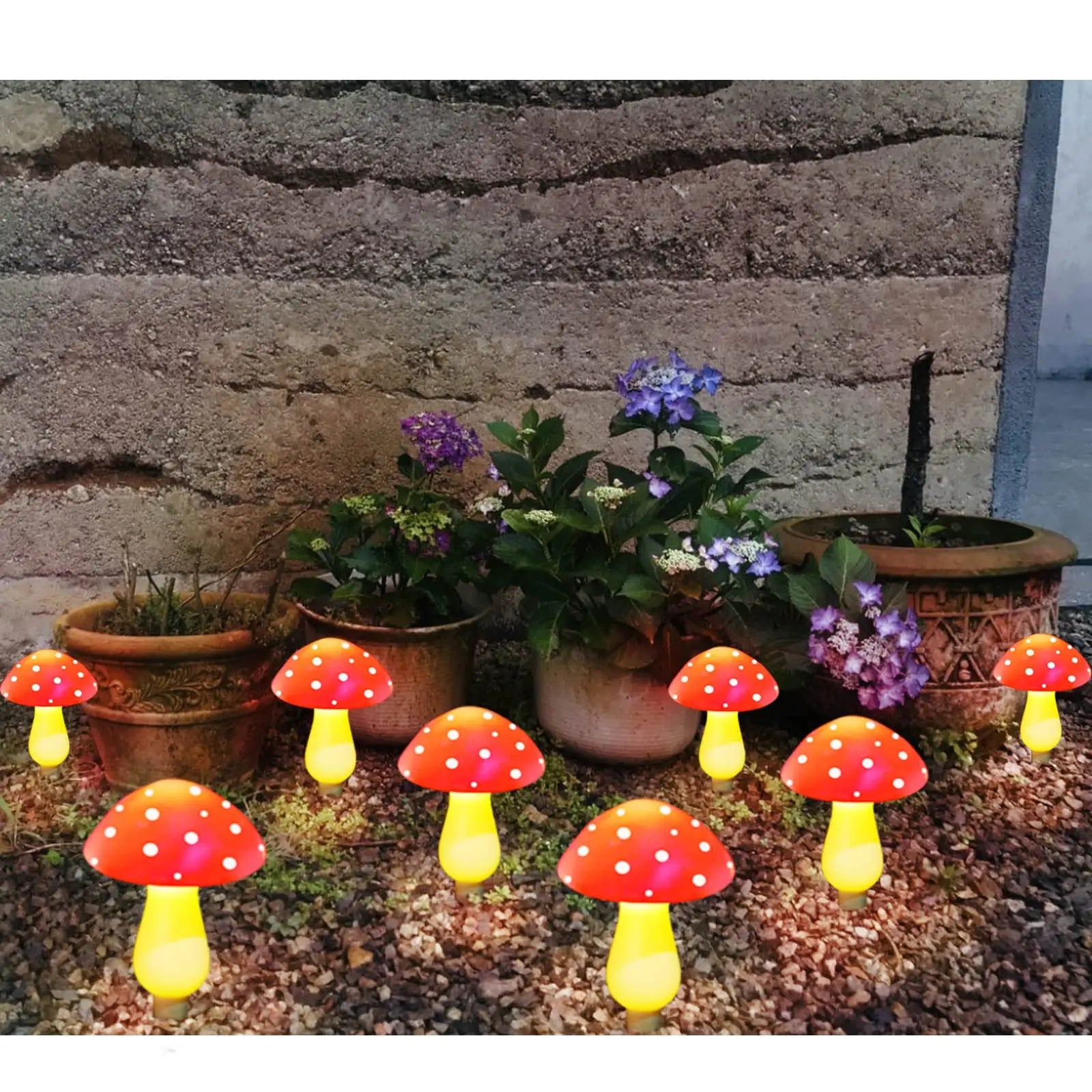 12pcs LED Solar Mushroom Lights - Outdoor Garden Decor, Waterproof Fairy String Lights