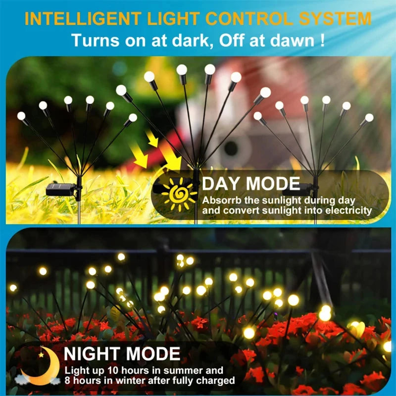 6/8/10 LED Solar Garden Firefly Lights - Outdoor Decoration Landscape Lamps