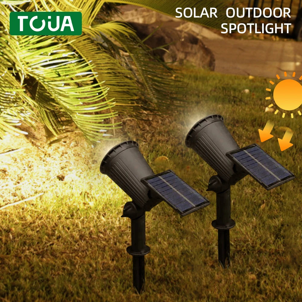 9 LED Solar Spot Lights - RGB, IP65 Waterproof, Brightness Adjustable