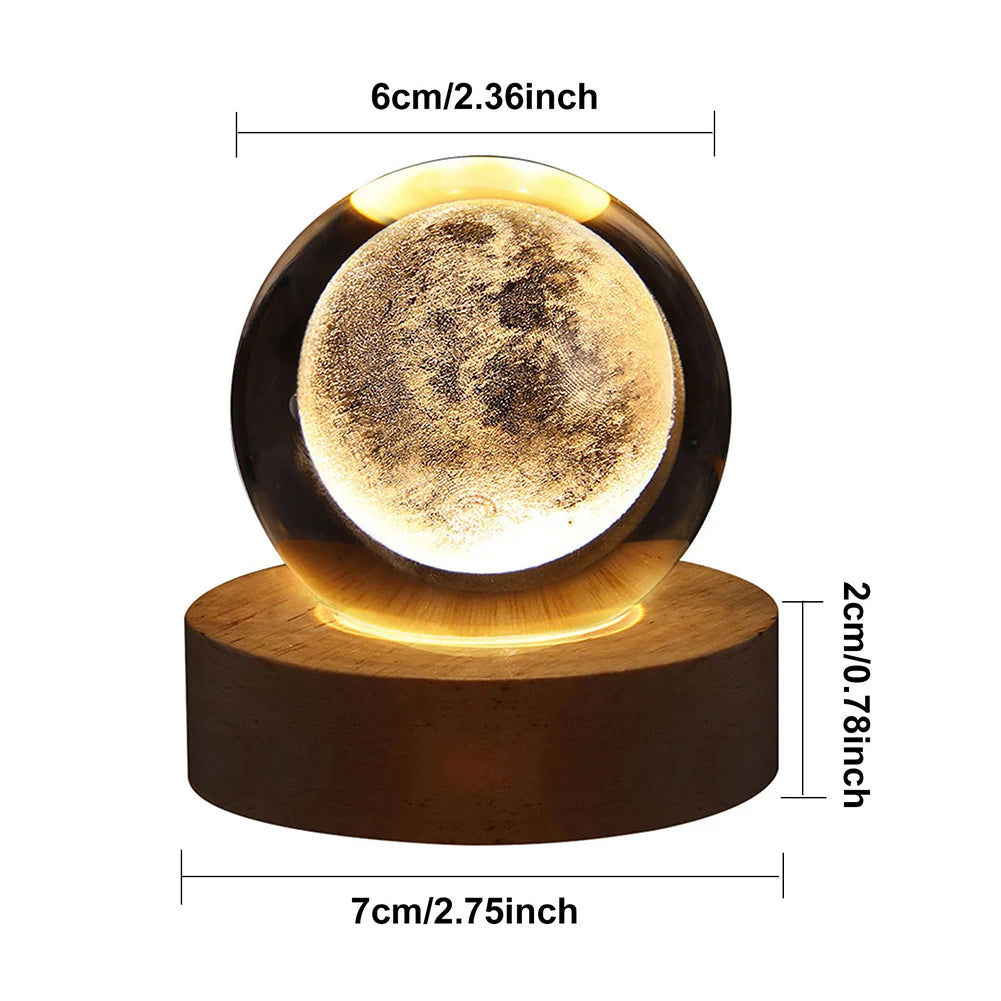 Crystal Ball Night Lights - Glowing Planet Galaxy Astronaut 3D Moon Table Lamp, USB Atmosphere Lamp