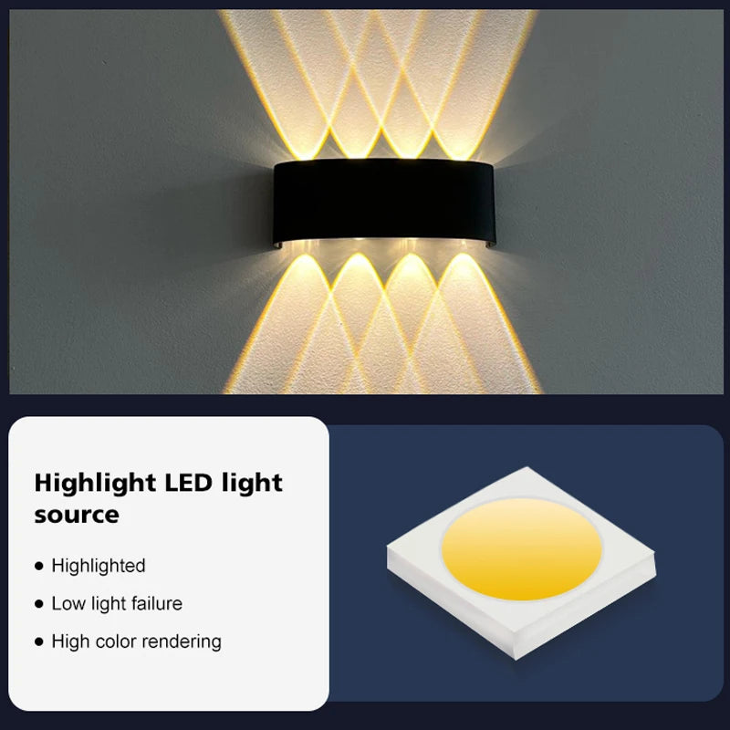 Up and Down LED Wall Lamp - Waterproof IP65 Aluminum Interior & Exterior Light for Bedroom, Living Room, and Corridor