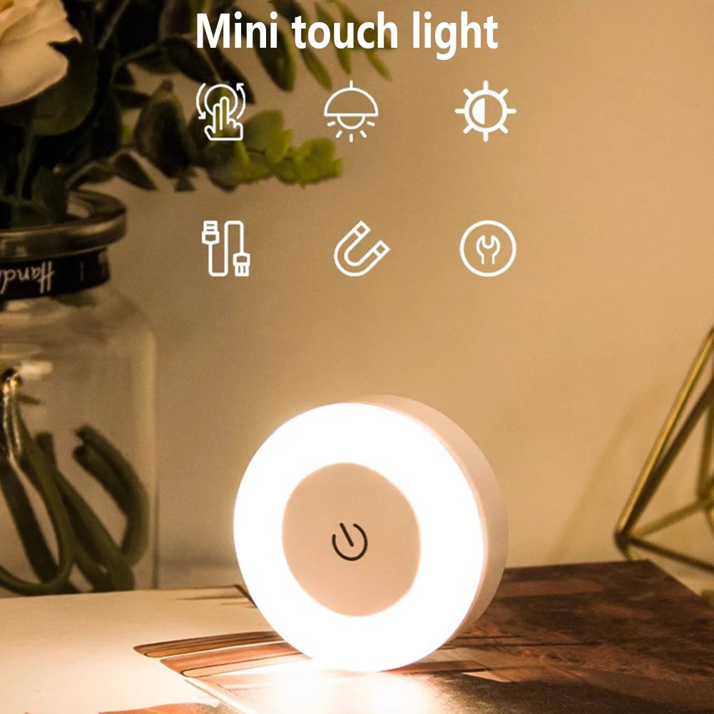 0.6W LED Night Light Wall Lamp - Wireless Rechargeable Touch Light, Magnetic Dimmable Nursery Lamp