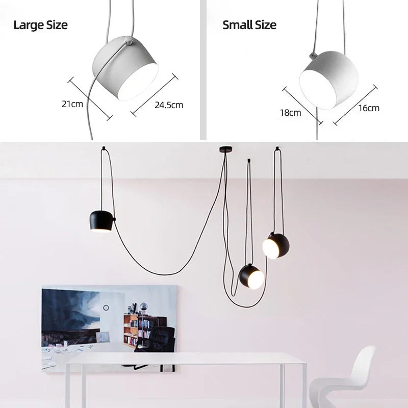 Modern Drum Pendant Lamp - LED Hanging Spider Industrial Chandelier, Home Restaurant Kitchen Nordic Loft Light Fixture