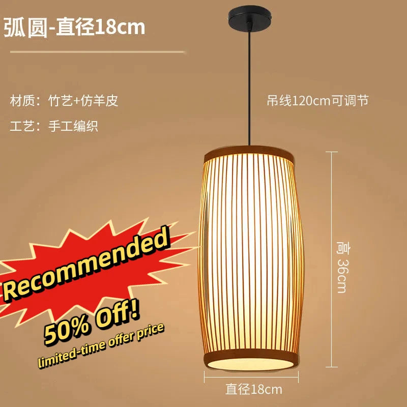 BAMBOO WOOD PENDANT LIGHT /Ceiling Lustre Chandelier /Hanging Lamp /Hand Knitted Braided /Home Living /Bed Room Decor