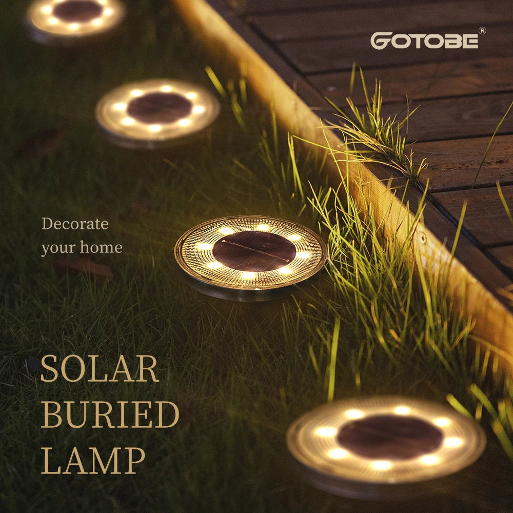 IP68 Waterproof LED Solar Ground Lights - Path, Deck, Yard, and Garden Decoration